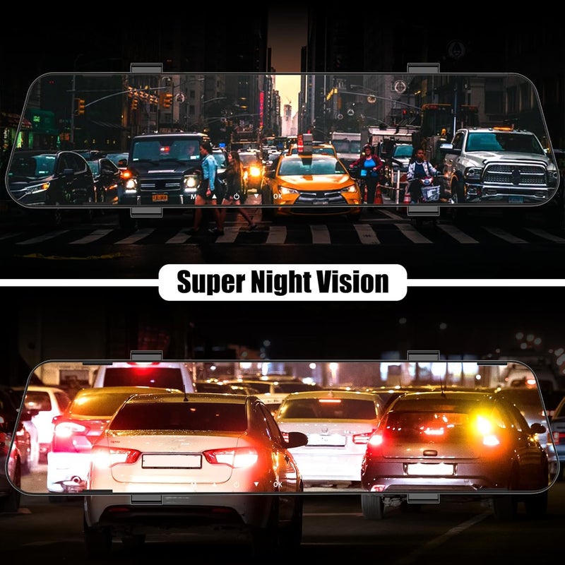 AMprime Mirror Dash Cam for Cars,4.5" Rear View Mirror 1080P Front and Rear View Dual Cameras,Super Night Vision,Parking Assistance,G-Sensor,24H Parking Monitor, Waterproof Backup Camera Free 32GB Card - Image 3